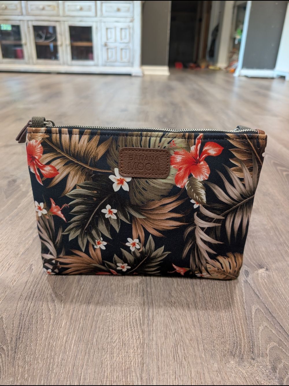 Banana Moon Tropical Floral Makeup Bag Zipper Cosmetic Pouch Canvas Travel